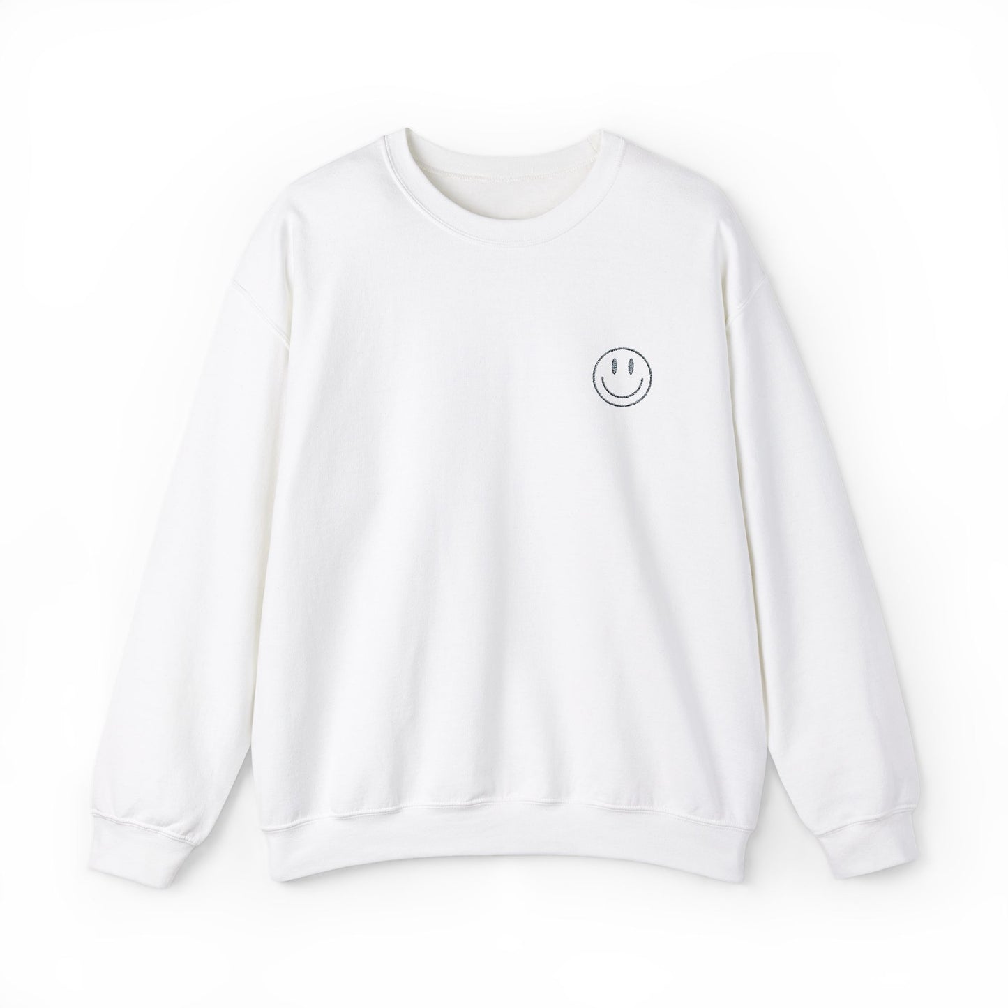 Smiley Face Embroidered Crewneck