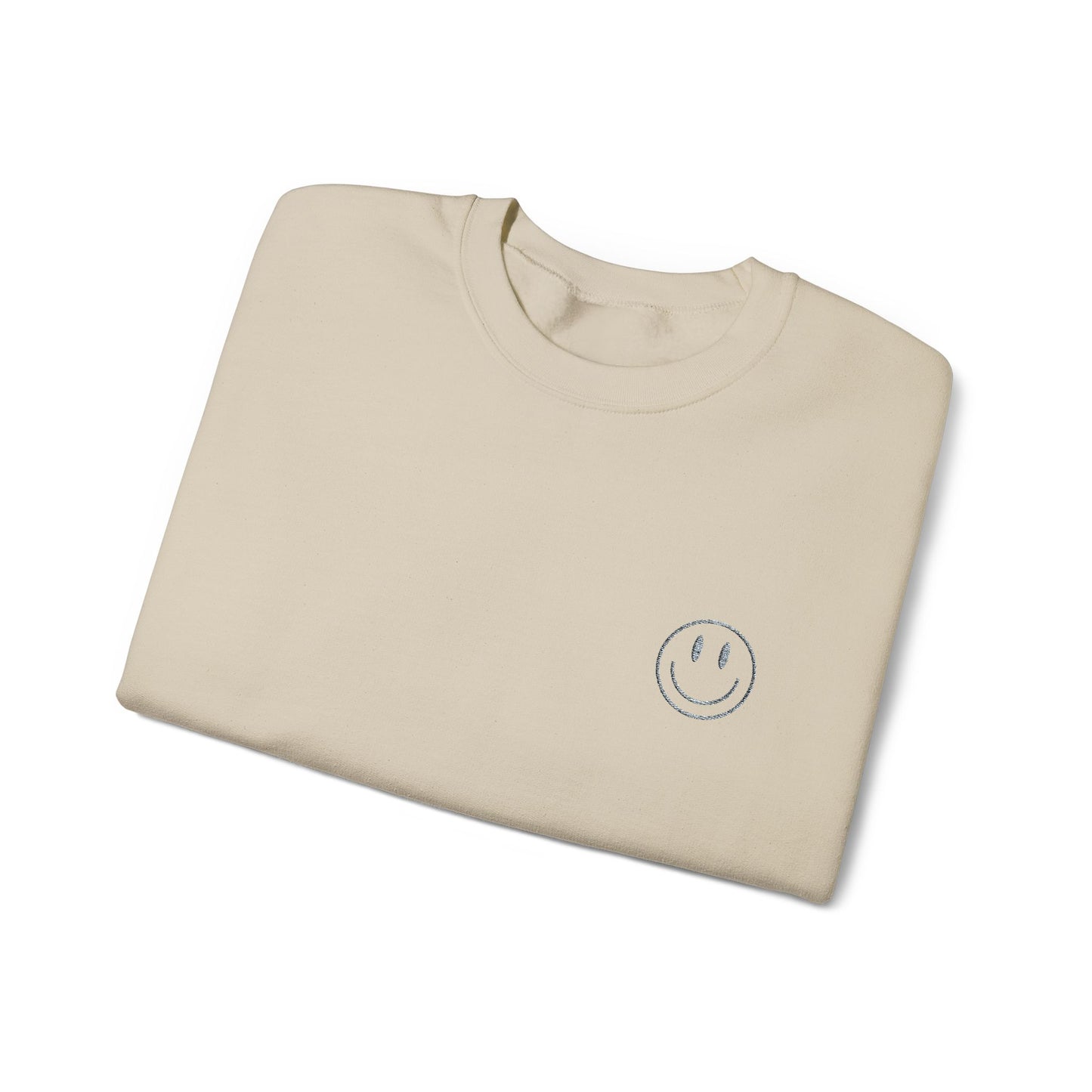 Smiley Face Embroidered Crewneck