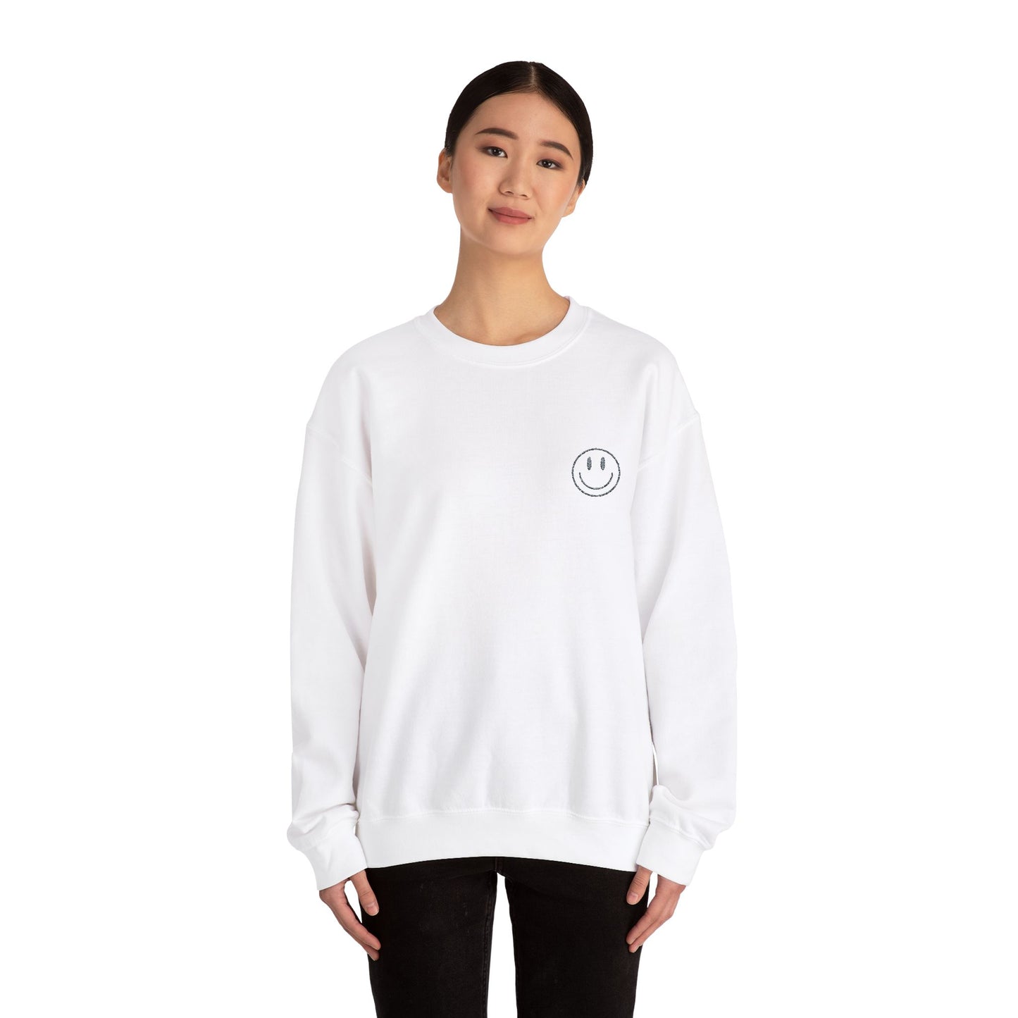 Smiley Face Embroidered Crewneck