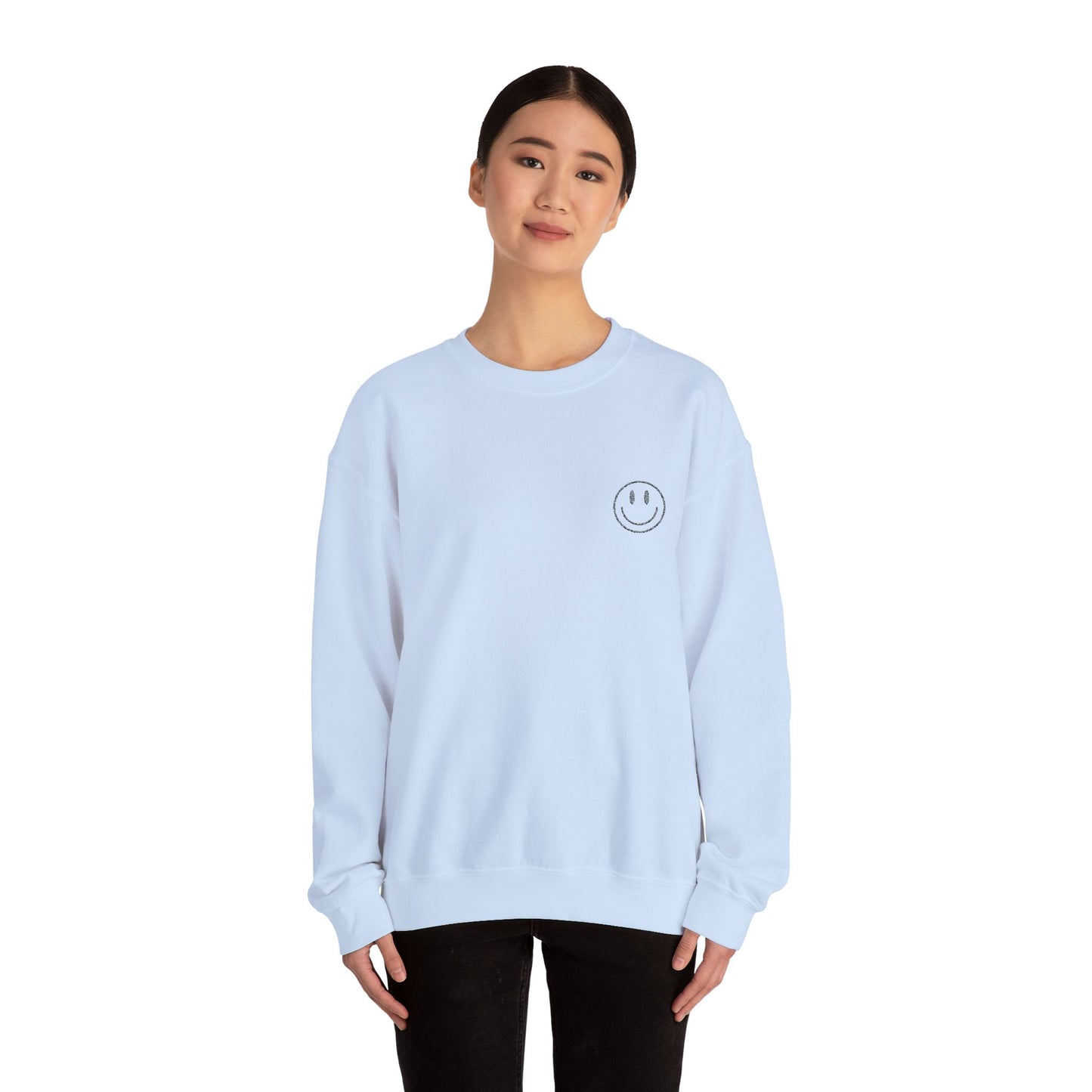 Smiley Face Embroidered Crewneck